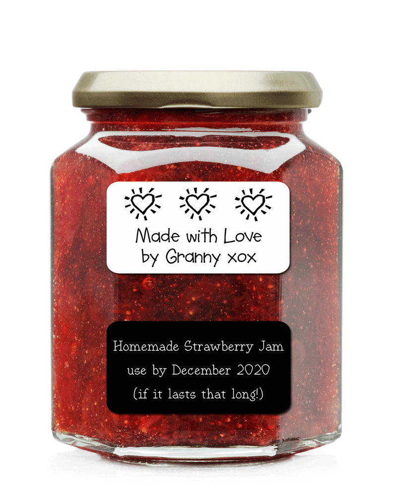 Jar of homemade jam with handmade label