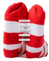 Red and white striped socks with iron-on name labels